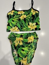 Venus Fun Floral Print Vintage Tankini S  High Waist Bottoms Sz P/S Perfect