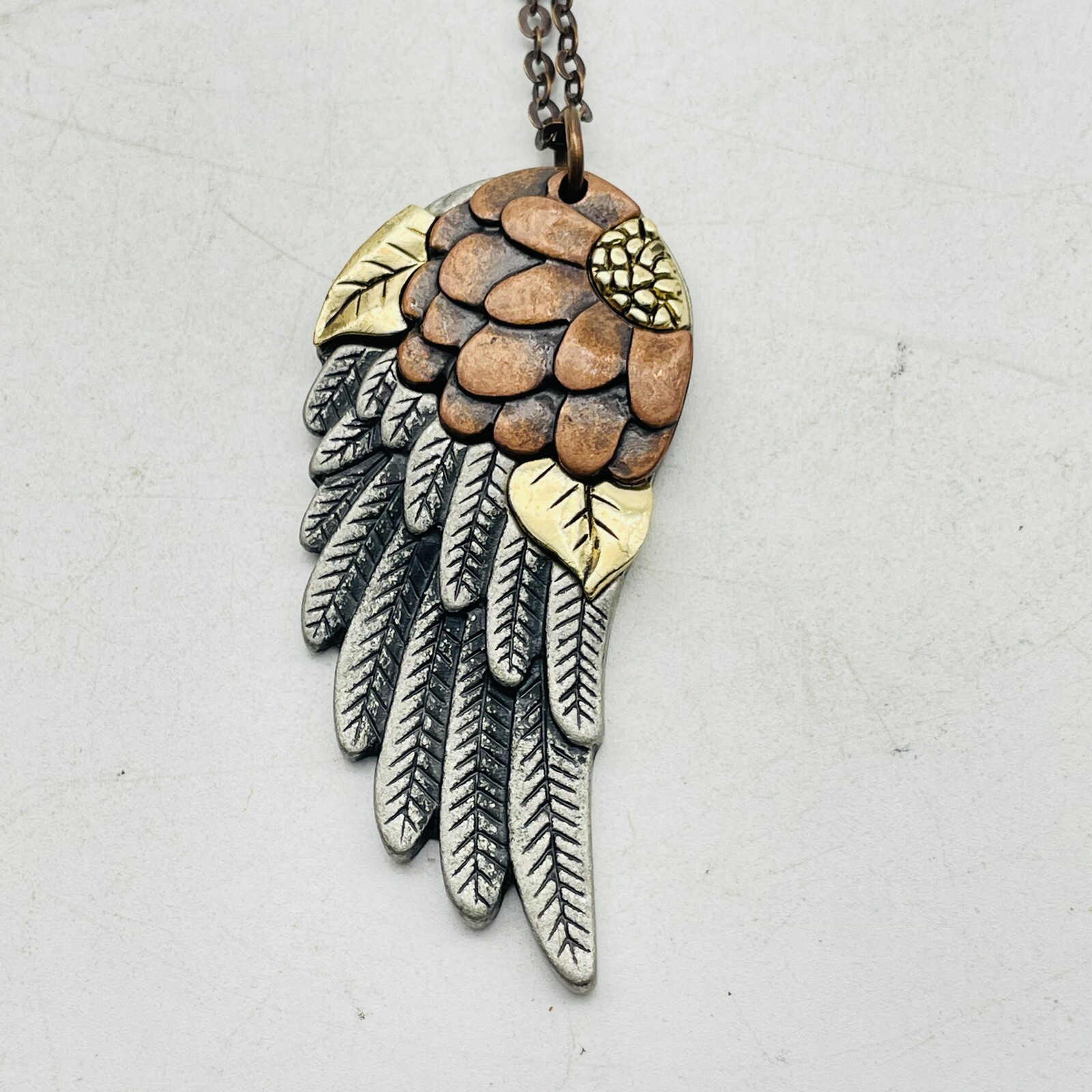 Kristine Signed Floral Wing Medallion Necklace Mixed … Gem