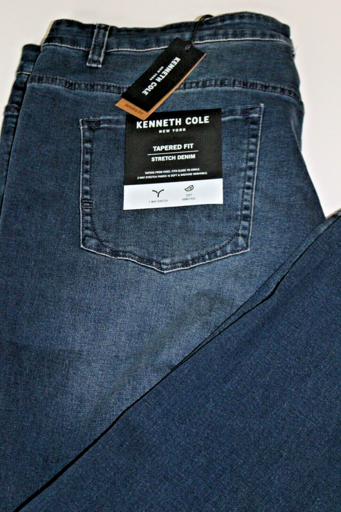 KENNETH COLE TAPERED FIT STRETCH DENIM BLUE JEANS SZ: 42 X 30 NWT