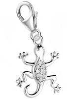 Zirkonia Eidechse Charm 925 Sterling-Silber Herren Damen AnhäNger FüR Armband