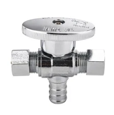 EFIELD 1/2"Pex ×3/8"OD Compr.×3/8"OD Compr.Dual Outlet Angle Stop Valve 1/4 Turn