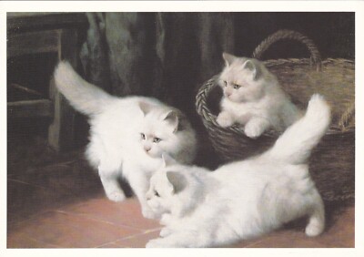 ANPC425) PC Cat, Three White Angora Kittens, unused