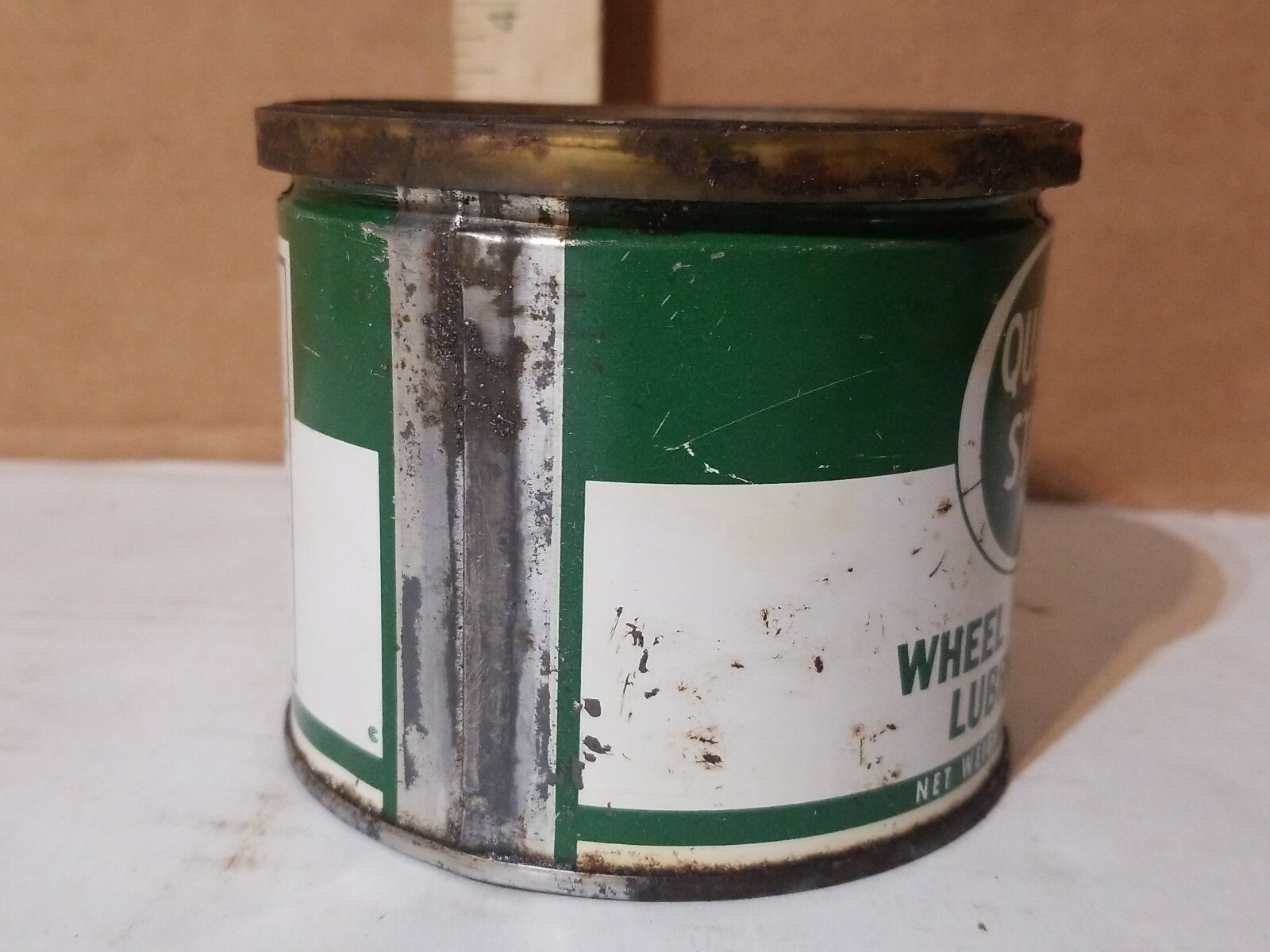 VINTAGE ORIGINAL QUAKER STATE 1 POUND GREASE CAN W/LID WHEEL BEARING LUBRICANT eBay
