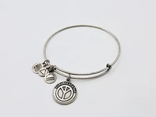  Alex And Ani " Turn Peace Up " ✌️ Silver  Charm Bangle Bracelet ✨️