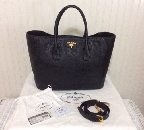 Prada Black Calfskin Leather Logo Ping Tote Shoulder Bag Handbag Prada Black Calfskin Leather Logo Ping Tote Shoulder Bag Handbag Bn2694 Ebay