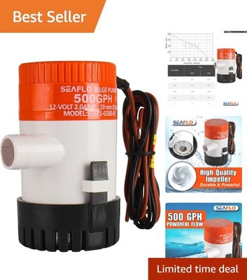 Reliable 12V Bilge Pump 500 GPH with Marine-Grade Durability and 4-