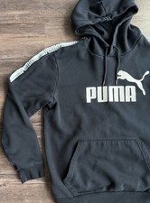 Puma Men's Black Big Logo Essentials Fleece Lined Pullover Hoodie Size Medium
