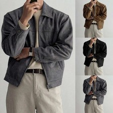 Retro Long Sleeve Casual Jacket for Men Street Style Outerwear Coat Regular Fit