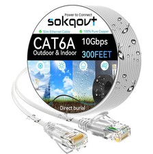 Cat6A Ethernet Cable Slim 300Ft Outdoor Indoor, 28AWG Pure Copper Cat6 Internet