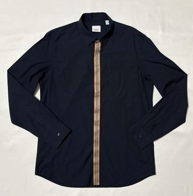 トップス Burberry Stripe Long Sleeves BURBERRY Silverton Iconic Stipe Shirt Navy Blue Large L | eBay