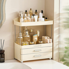 Bathroom Organizers and Storage 2-Tier 2-Drawer Makeup Organizer Countertop, E