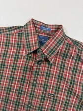 Façonnable Shirt Mens XL Red Plaid Button Down Made in USA Cotton