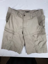 5.11 Tactical Apex 11" Cargo Shorts Men 34 Beige 73334 Zip Pockets READ!!