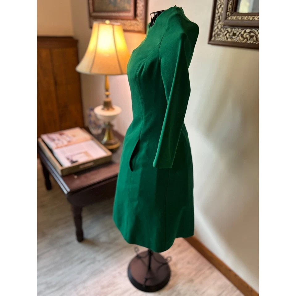 SZ 2 Vintage Vince Camuto Women Emerald Green A-Line Cocktail Holiday Dress - Image 4 of 4