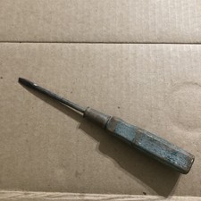 Vtg Square Handle Wood Handle Flat Head Screwdriver 8” Overall - 3-1-2” Shaft !