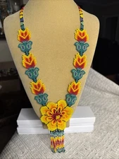 Embera Chami beaded necklace by women of the Colombian indigenous tribe