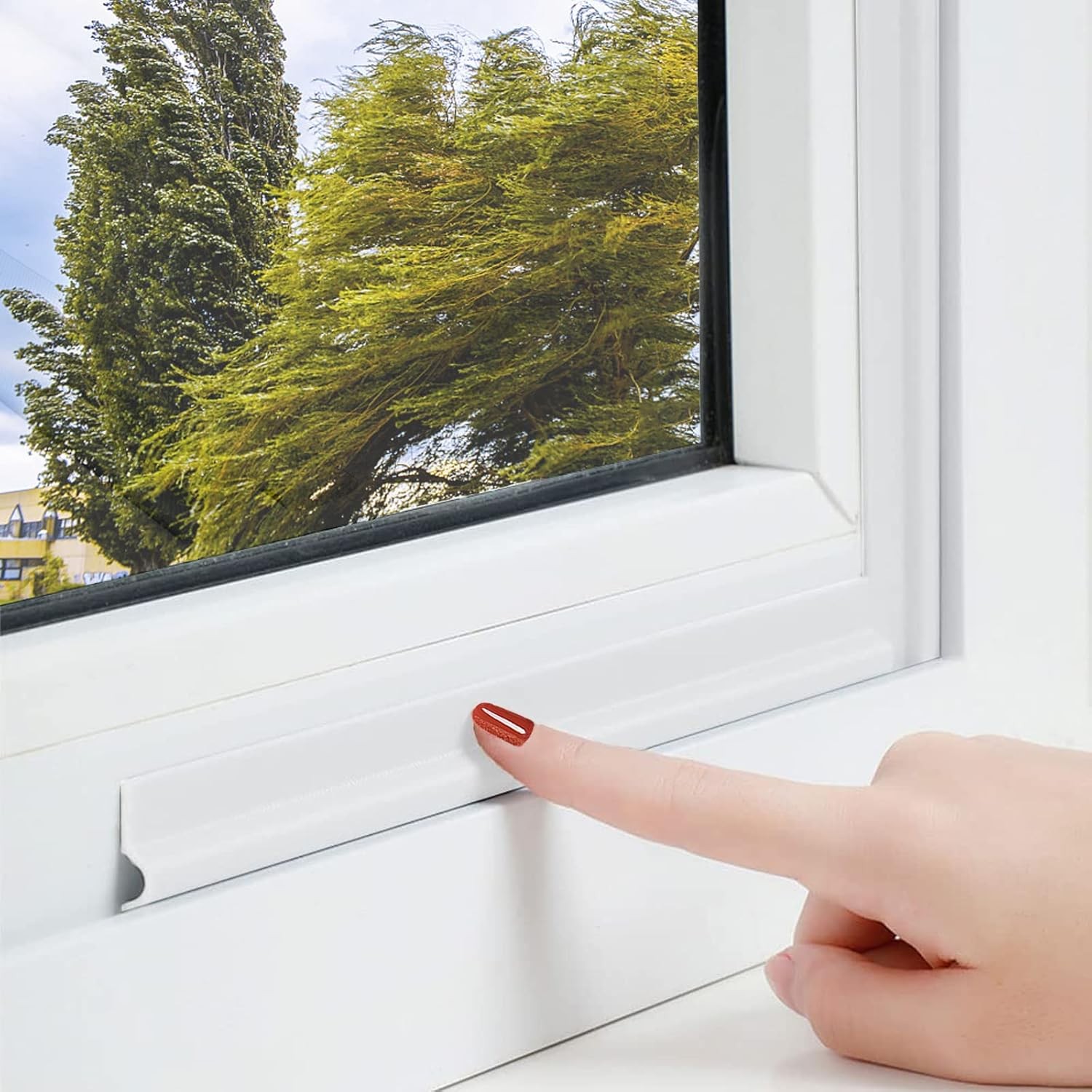 Window Draft Excluder, T Shape 6M/236 Inch White Self-Adhesive Draught Excluder