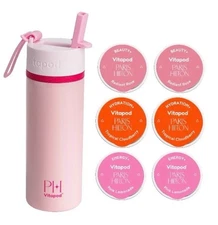 Paris Hilton X Vitapod Starter Kit: PINK 22 oz Water Bottle + 6 Electrolyte Pods