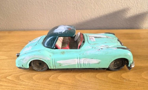 Vintage BANDAI Tin Litho Friction JAGUAR  XK120 Car - Made Japan - Parts Only