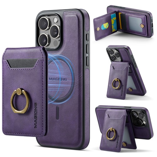 Magnetic 2in1 Ring Bracket Leather Case For Apple iPhone 16 15 14 13 12 X/XS Max - Picture 10 of 10
