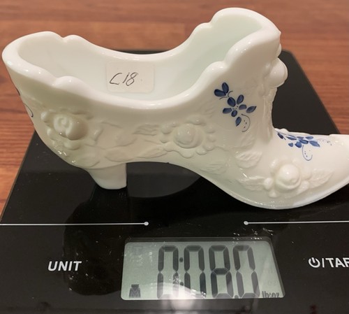 Fenton White Milk Glass Slipper Hand Painted & Signed By Artist #C18 - Picture 16 of 16