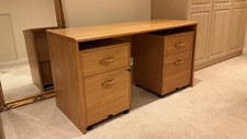 Home office desk with two matching filing cabinets, oak veneer, good condition