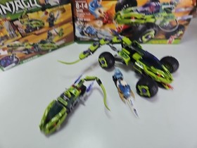 Lego Ninjago 9445 Fangpyre Truck Ambush & 9447 Lashas Bite Cycle Parts & Box Lot