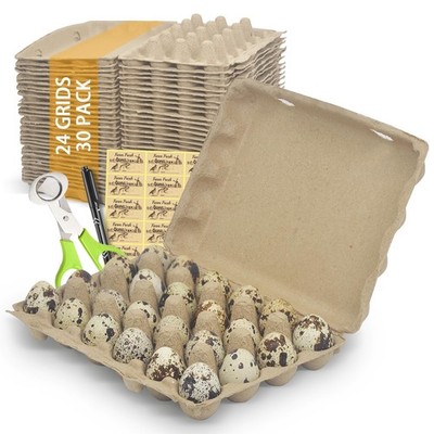 Quail Egg Cartons 30 Pack- Holds Up to Two Dozen 24 Counts Eggs Bulk Blank Co...