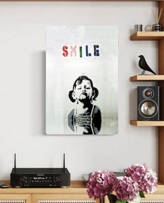 BANKSY   Smile  Reproduction on Canvas ready To Hang   18 x 26 Inch