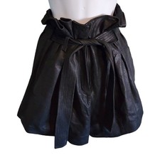 LaMarque Black Leather Jaira Paperbag Shorts 