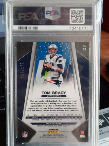 Tom Brady 2017 Panini Prizm #33 Orange Prizm PSA 10 New England Patriots 259/275 - Bild 5 von 6
