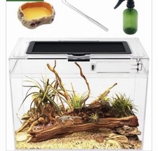 Reptile Growth Mini Reptile Terrarium12" x 7"x 9" Reptile Tank with Full View