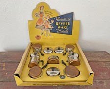 Vtg 50s Toy Revere Ware Set 597 Unused in Original Box NOS Coffee Tea Pots Pans