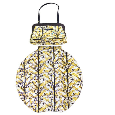 Petunia Pickle Bottom Diaper Bag Clutch Purse Spring Birds Embroidered Yellow