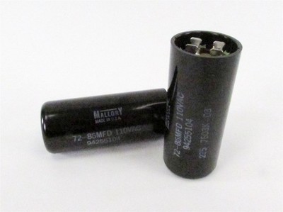 NEW - Lot of (2) MALLORY 94255104 Capacitor 72-86MFD 110VAC 