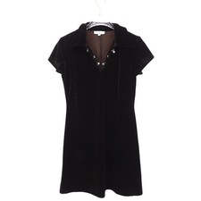 Rampage Vintage Brown Velvet Mini Dress Short Sleeve Hook Eye Collar Small