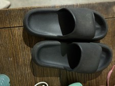 Men's Black Slide Sandals Slip-On Lightweight Casual Solid, US 12