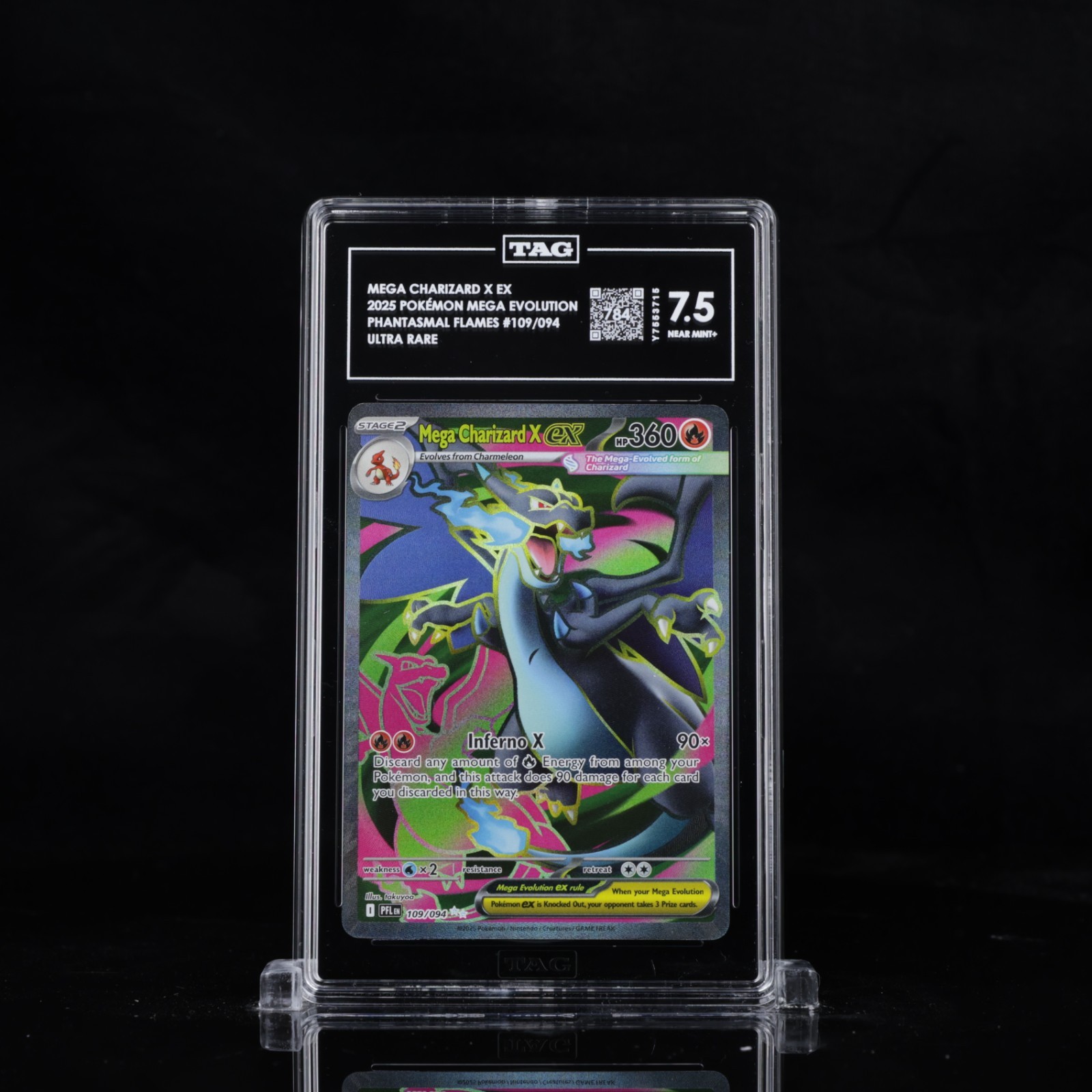 2025 Pokemon ME Phantasmal Flames 109/094 Mega Charizard X EX UR TAG 7.5 (784)