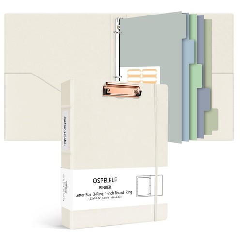 3 Ring Binder 1 Inch Vintage Hardcover, Leather Organizer for Letter Size, Pr...