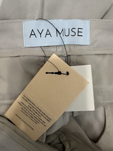 AYA MUSE Pavia Slacks Trousers Medium Woven Pocket Pants Luxury Classic Natural - Picture 8 of 12