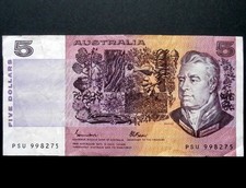Australia $5 Five Dollar Banknote Johnston / Fraser Note