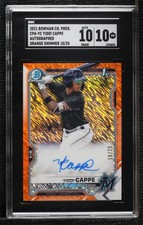 2021 Bowman Chrome Orange Shimmer Refractor 10/25 Yiddi Cappe SGC 10 Auto ya6