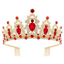 Red Tiaras and Crowns for Women, Queen of Hearts Crown Princess Crown Halloween