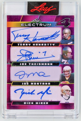 1/1 Joe Montana Theismann Rick Mirer Terry 2025 Leaf Electrum 4 Quad Auto Card