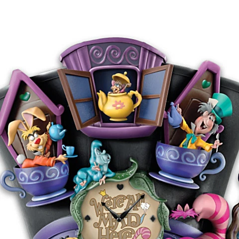 Reloj de cuco Bradford Exchange Disney Alicia en el País de las Maravillas Sombrerero Loco Iluminado Foto 3 de 4