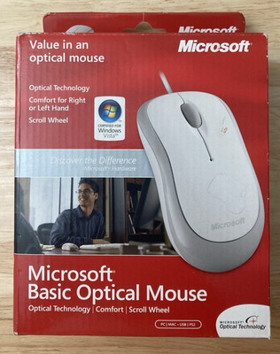 Microsoft 1113 Basic Optical Mouse Wired Scroll Wheel P58-00001 (Factory Sealed)