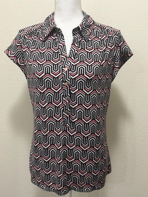 Alfani pullover short sleeve blouse with metal buttons, large