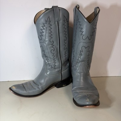 Old West Gray Leather Cowboy Boots Mens 13D SCM7037 Western Rodeo High Calf READ