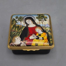 Halcyon Days Enamel Trinket Box - Virgin and Child with St. John the Baptist
