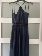 BCBG MaxAzria Black Silk Chiffon Long Maxi Dress Gown Halter Sleeveless 8